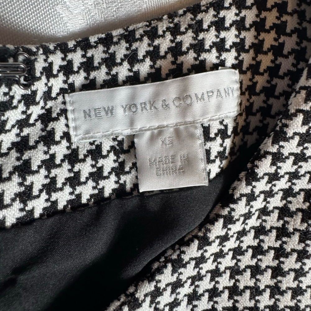 Women's NEW YORK & COMPANY Houndstooth Sheath Dress XS Black White - Picture 3 of 7